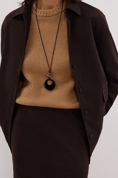 OTIS BITTER CHOC FAUX SUEDE JACKET