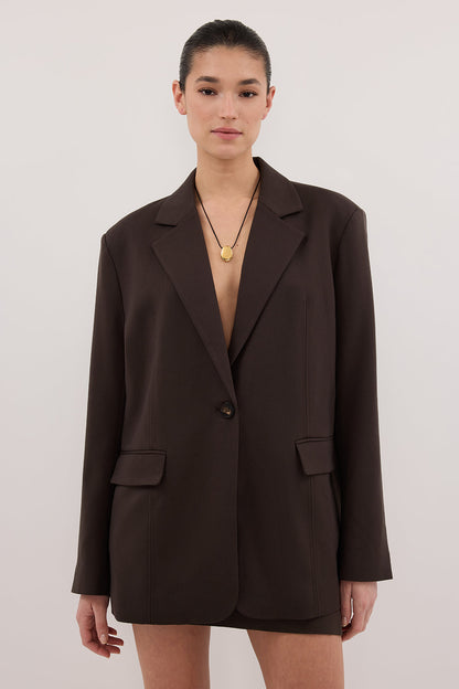 EDEN BITTER CHOC OVERSIZED BOXY BLAZER