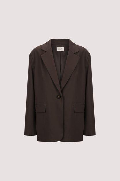 EDEN BITTER CHOC OVERSIZED BOXY BLAZER