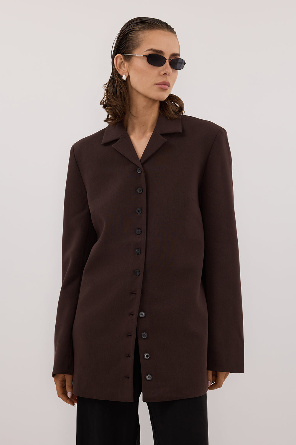 RYKER DARK CHOC OVERSIZED BLAZER