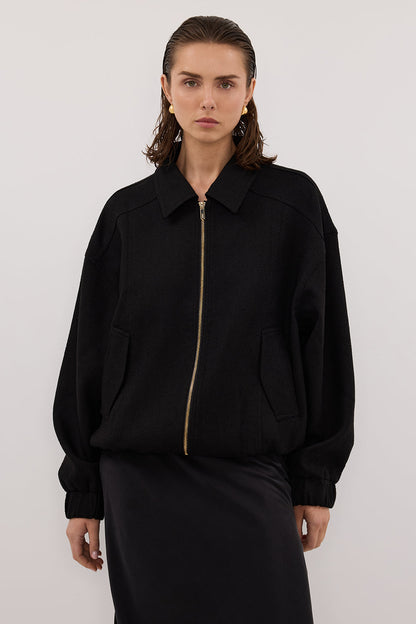 FRANKIE BLACK TWEED BOMBER JACKET