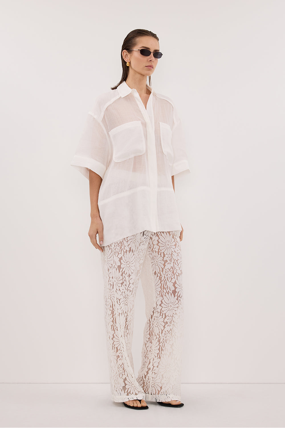 KAI WHITE RAMIE RESORT SHIRT