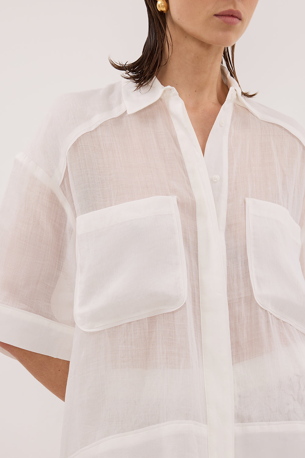 KAI WHITE RAMIE RESORT SHIRT