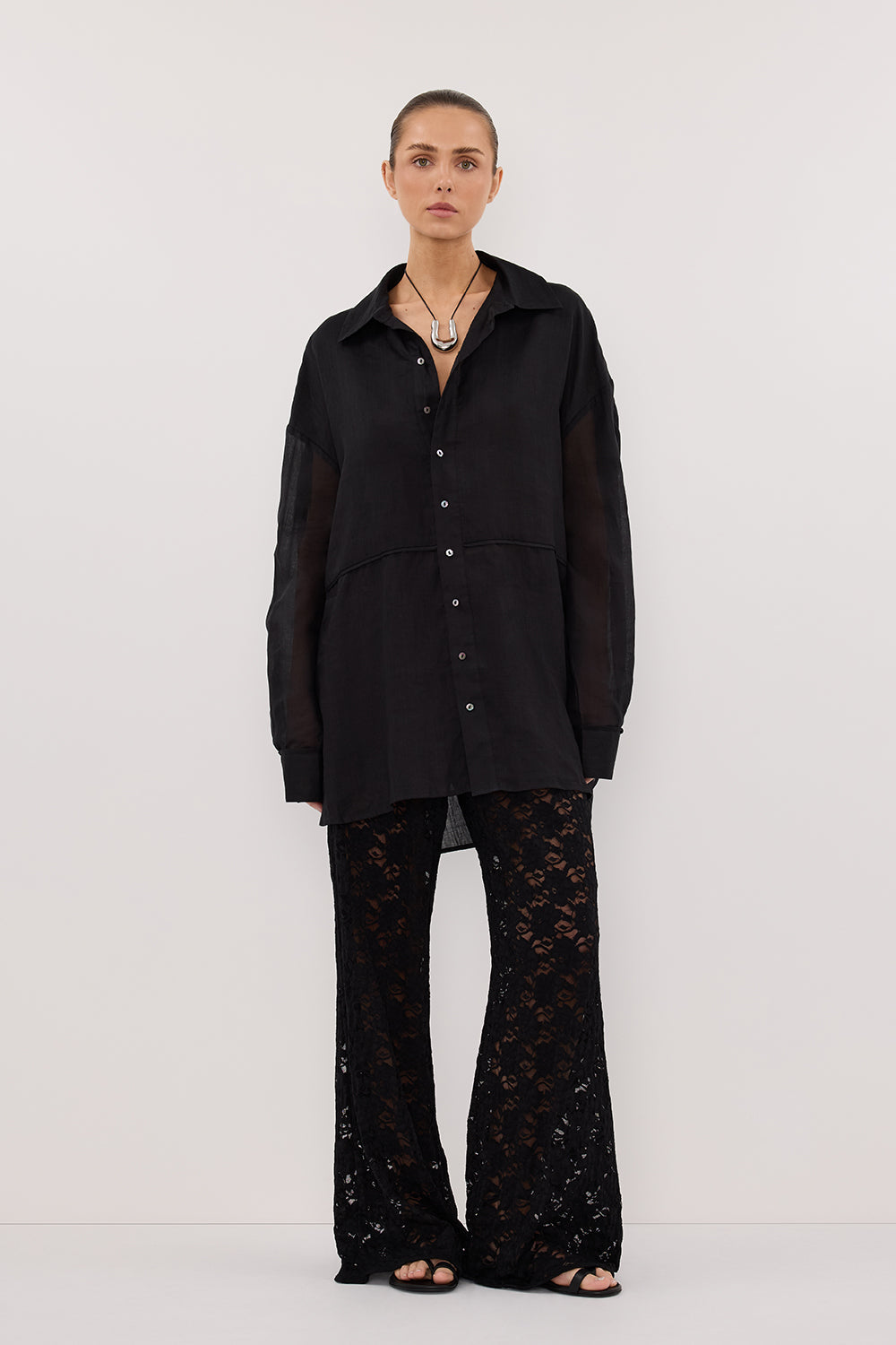 GIGI BLACK RAMIE LONG SLEEVE SHIRT