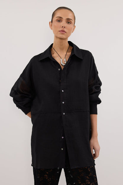 GIGI BLACK RAMIE LONG SLEEVE SHIRT