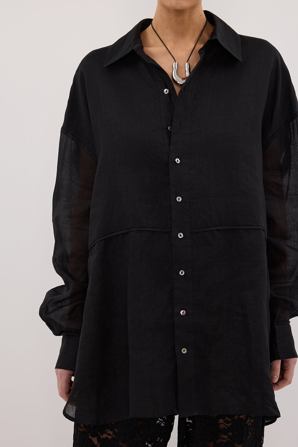GIGI BLACK RAMIE LONG SLEEVE SHIRT