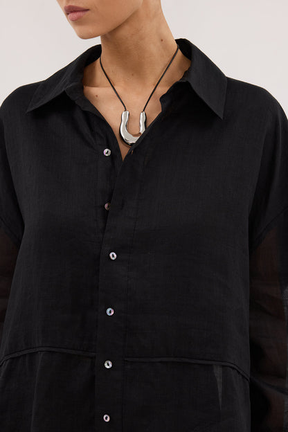 GIGI BLACK RAMIE LONG SLEEVE SHIRT