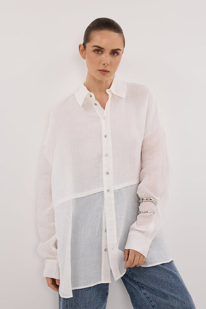 GIGI WHITE RAMIE LONG SLEEVE SHIRT