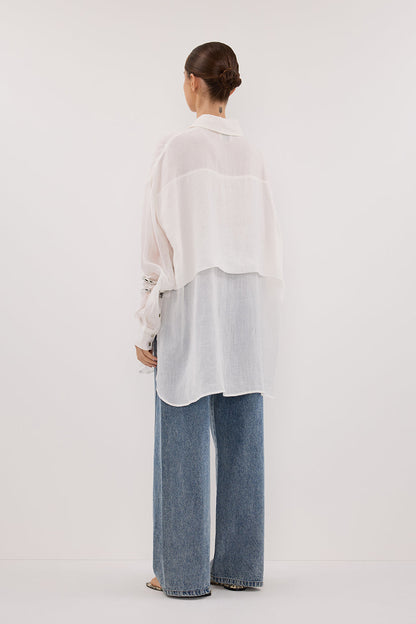 GIGI WHITE RAMIE LONG SLEEVE SHIRT