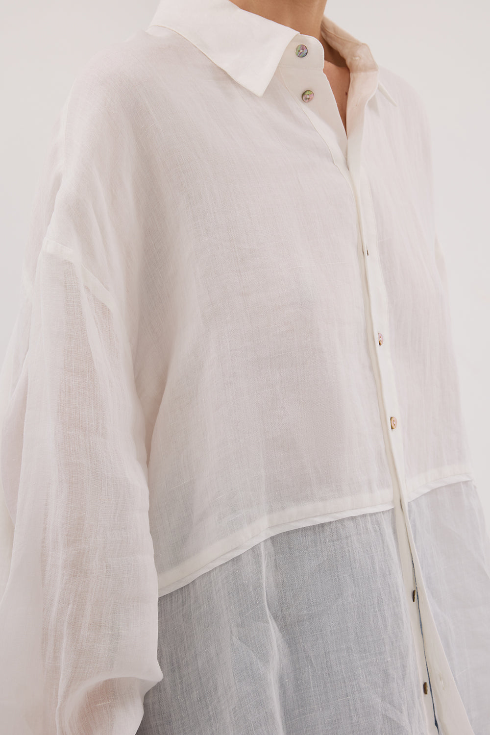 GIGI WHITE RAMIE LONG SLEEVE SHIRT