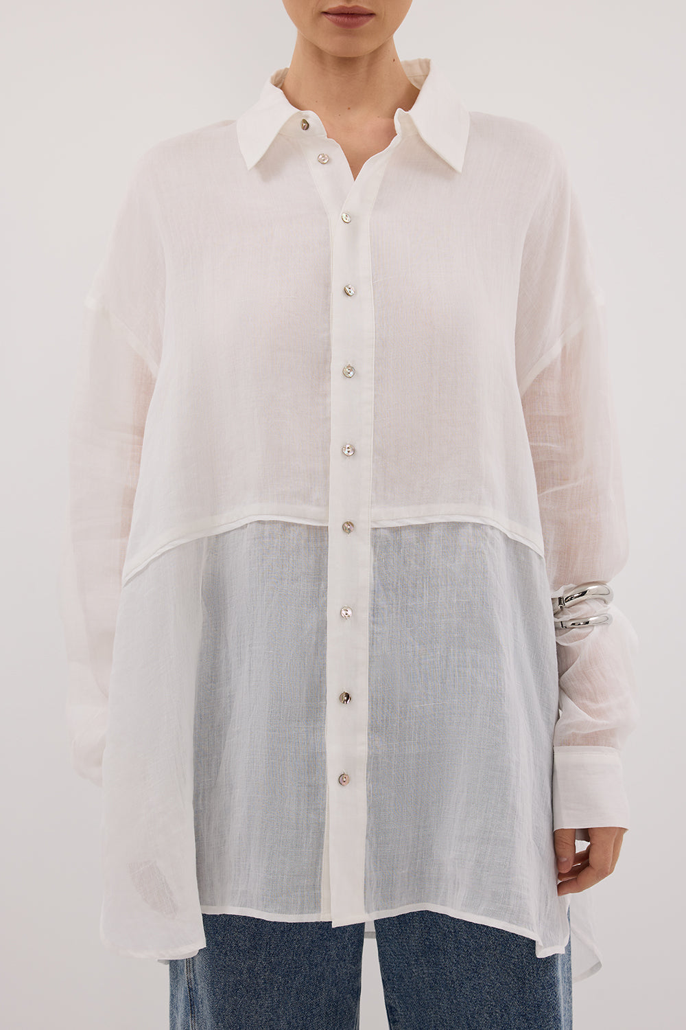 GIGI WHITE RAMIE LONG SLEEVE SHIRT