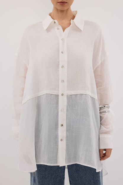 GIGI WHITE RAMIE LONG SLEEVE SHIRT