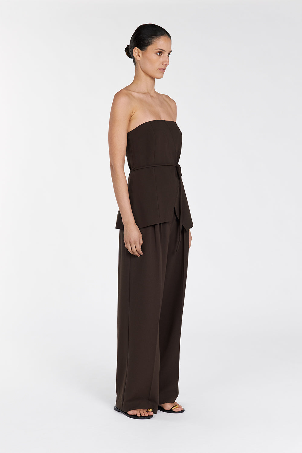 JULIE BITTER CHOC STRAPLESS TOP