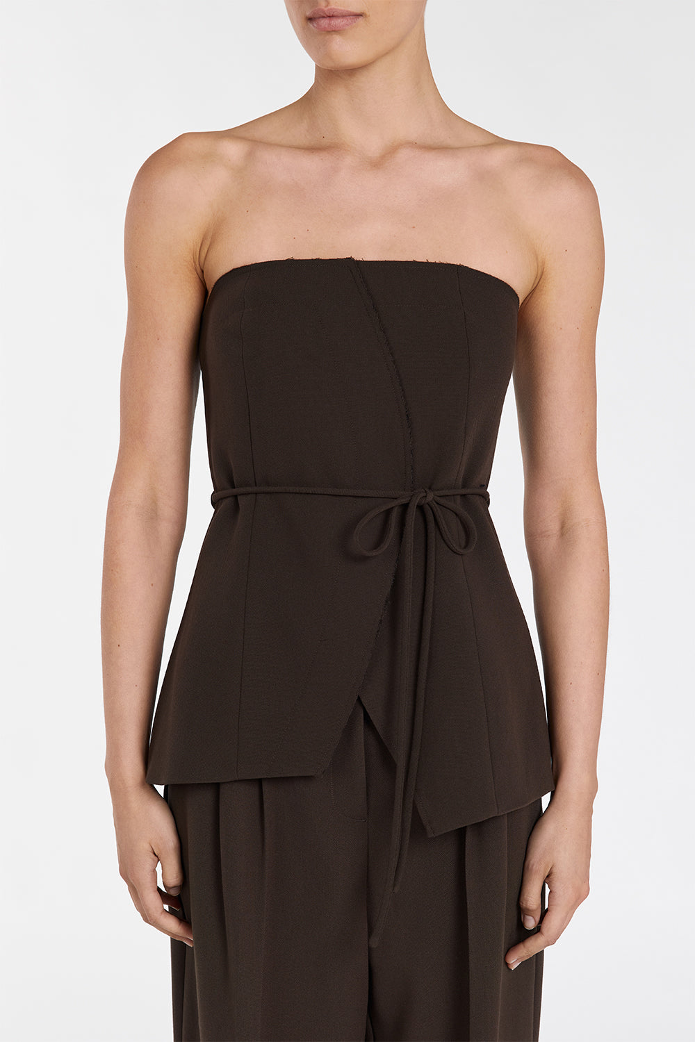 JULIE BITTER CHOC STRAPLESS TOP