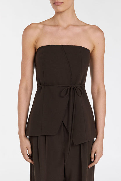 JULIE BITTER CHOC STRAPLESS TOP