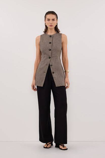 FRANKIE CHOC TWEED TUNIC VEST