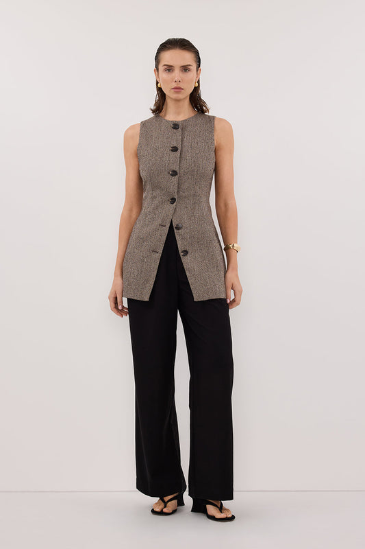 FRANKIE CHOC TWEED TUNIC VEST