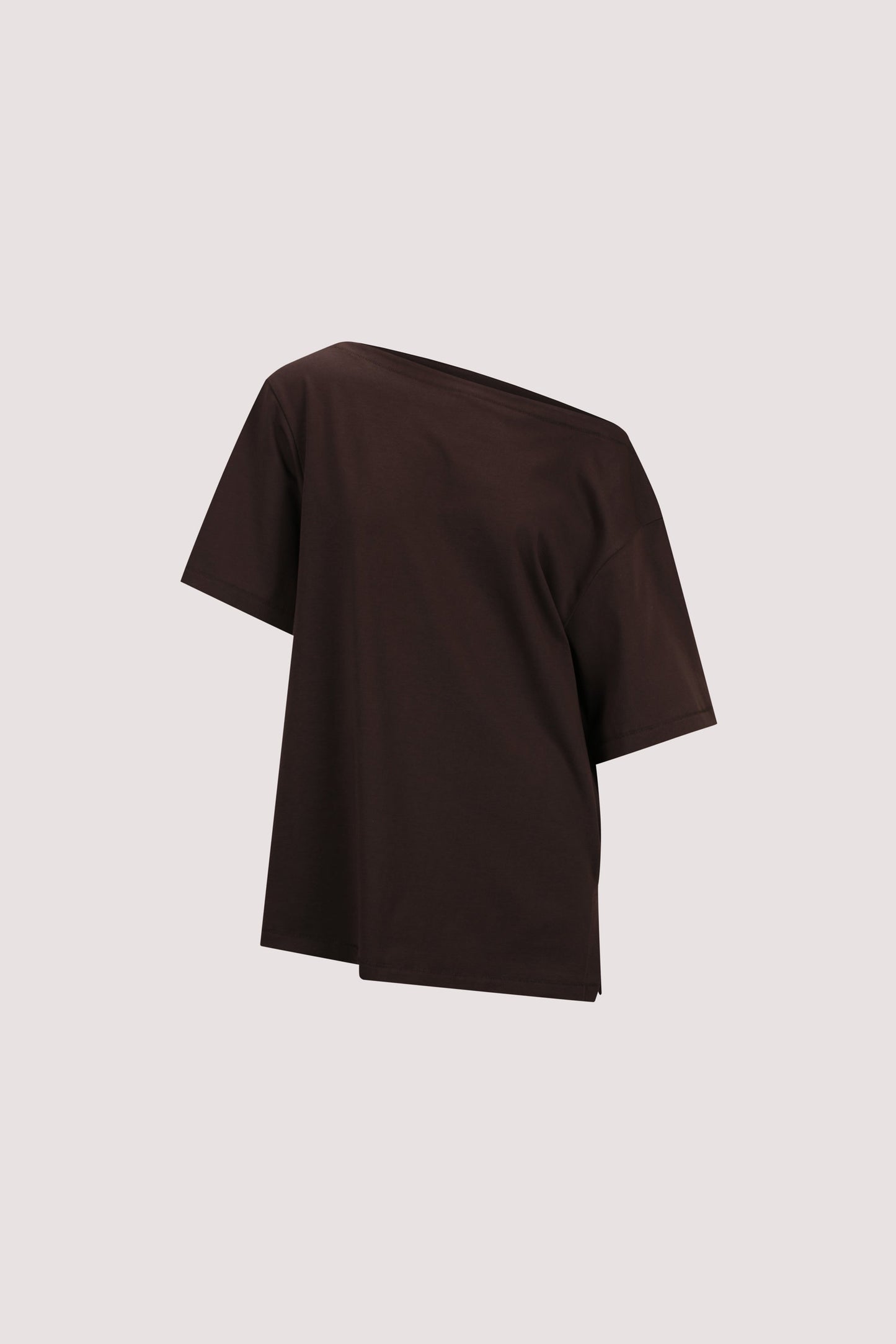 ESME BITTER CHOC ASYM BOAT NECK TEE