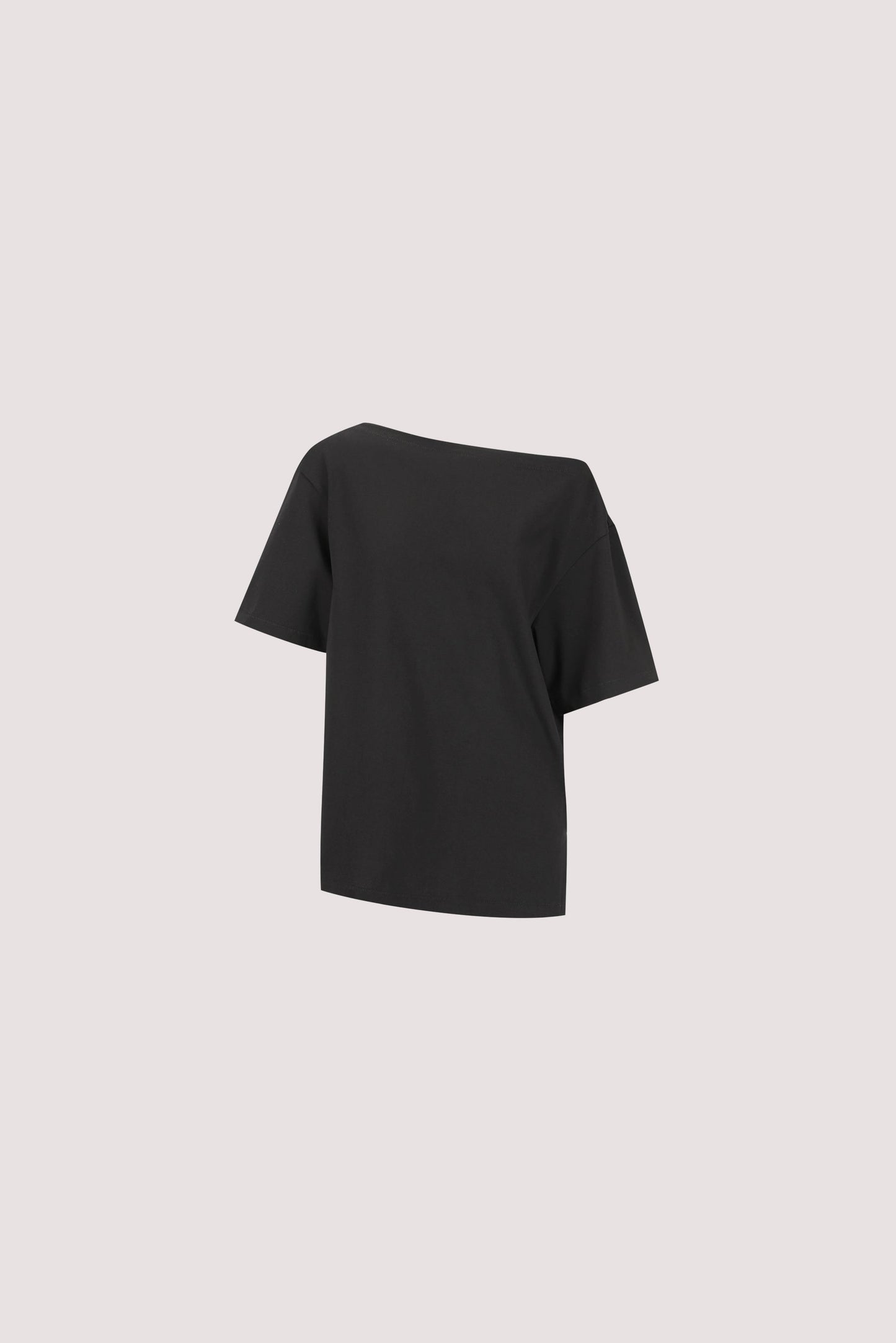 ESME BLACK ASYM BOAT NECK TEE