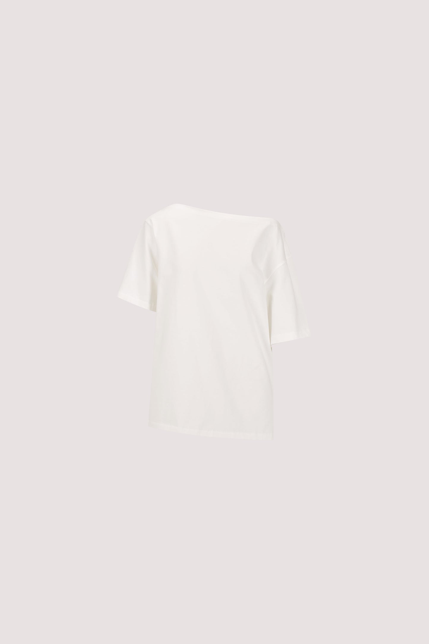ESME WHITE ASYM BOAT NECK TEE