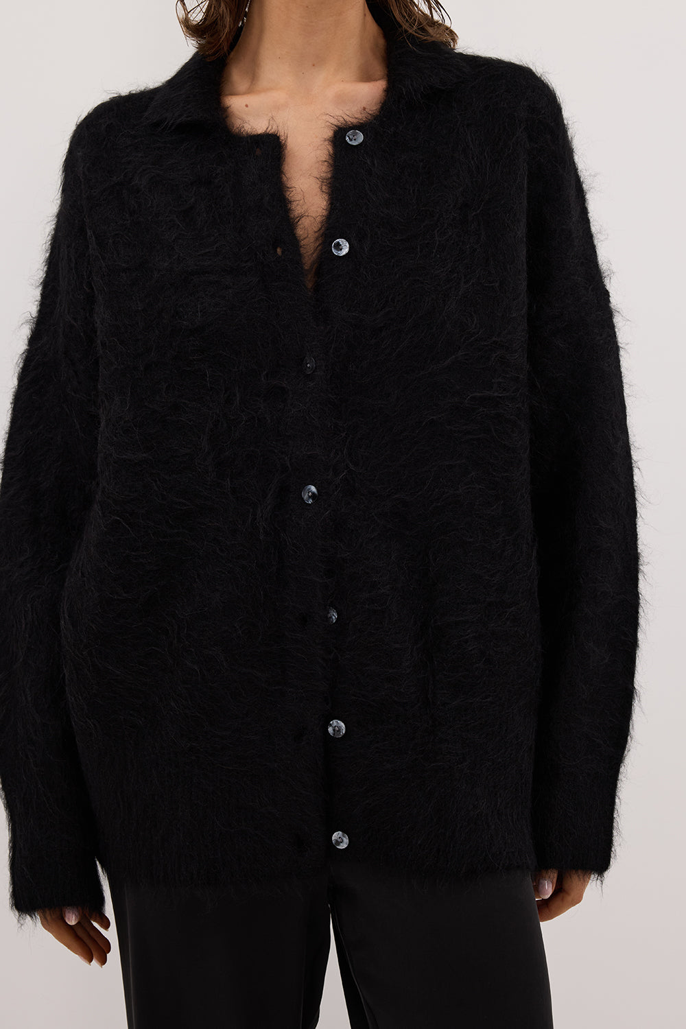SALMA BLACK POLO NECK KNIT CARDIGAN