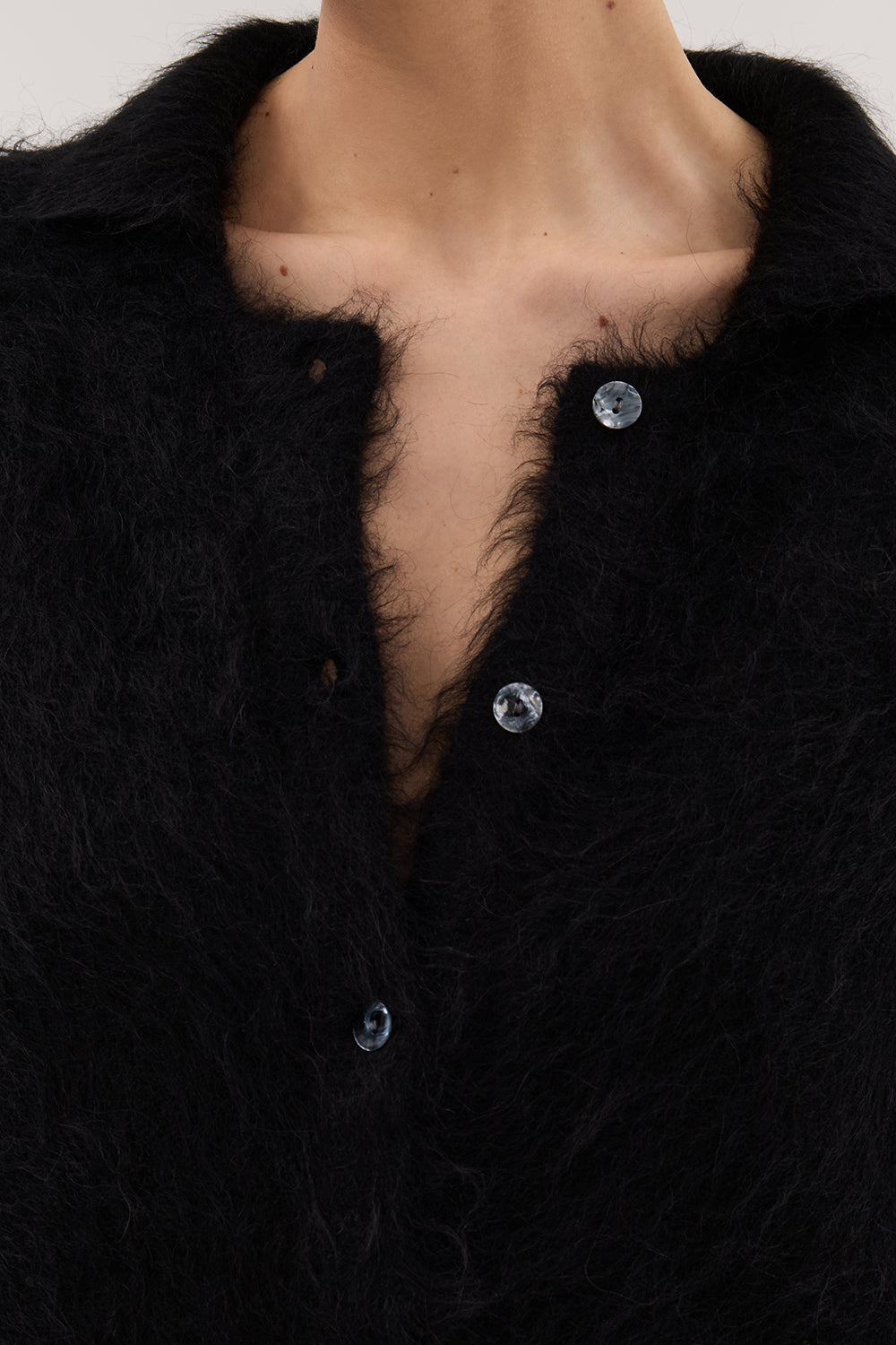 SALMA BLACK POLO NECK KNIT CARDIGAN