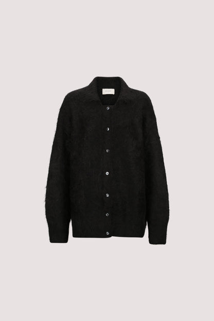 SALMA BLACK POLO NECK KNIT CARDIGAN