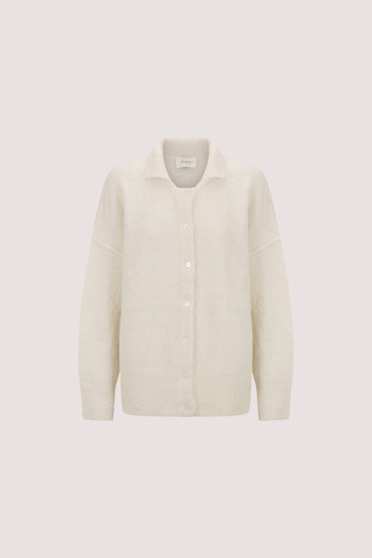 SALMA IVORY POLO NECK KNIT CARDIGAN