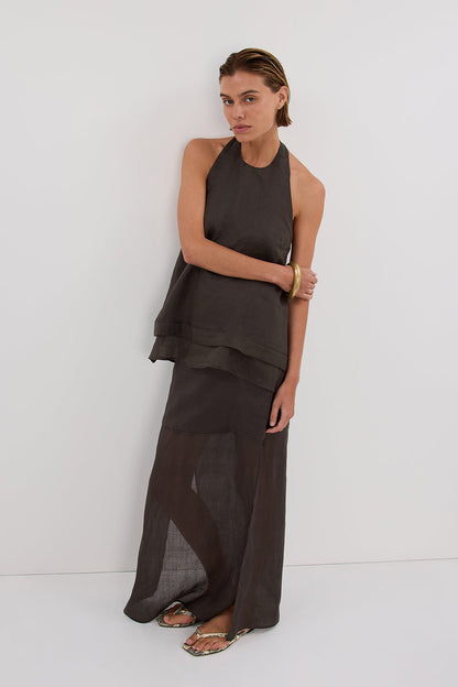 CARMEL PETROL RAMIE HALTER TOP