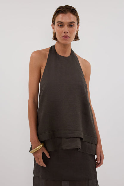 CARMEL PETROL RAMIE HALTER TOP