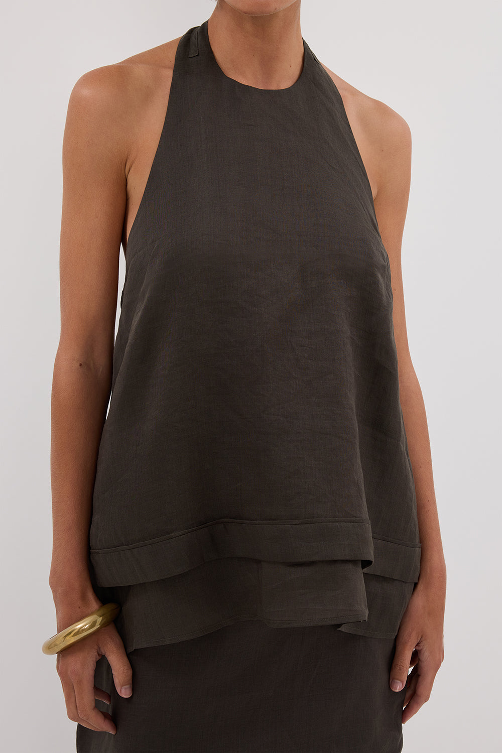 CARMEL PETROL RAMIE HALTER TOP