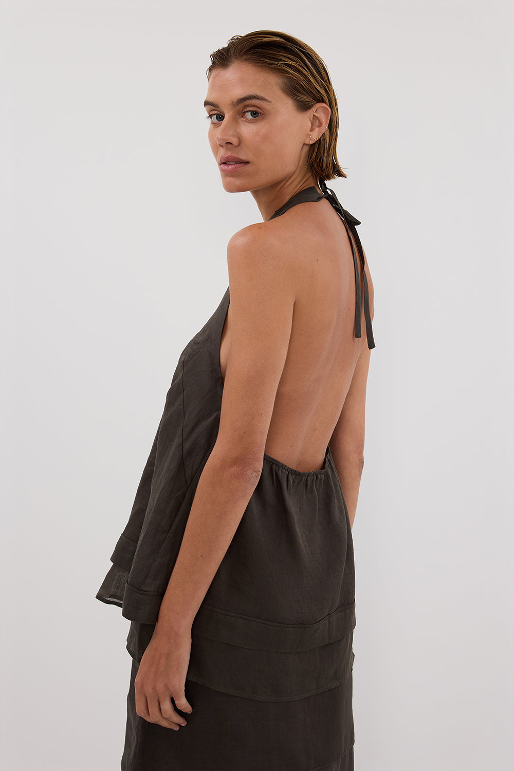 CARMEL PETROL RAMIE HALTER TOP