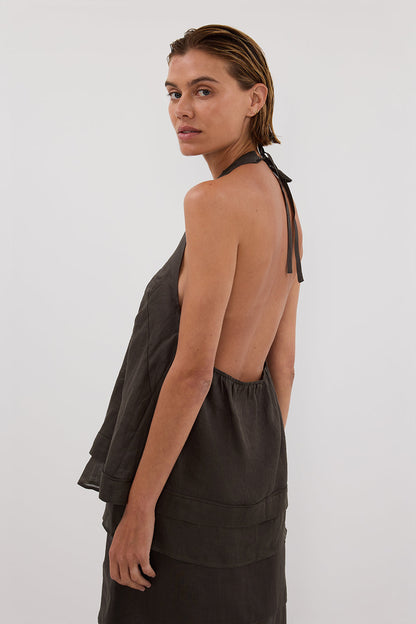 CARMEL PETROL RAMIE HALTER TOP