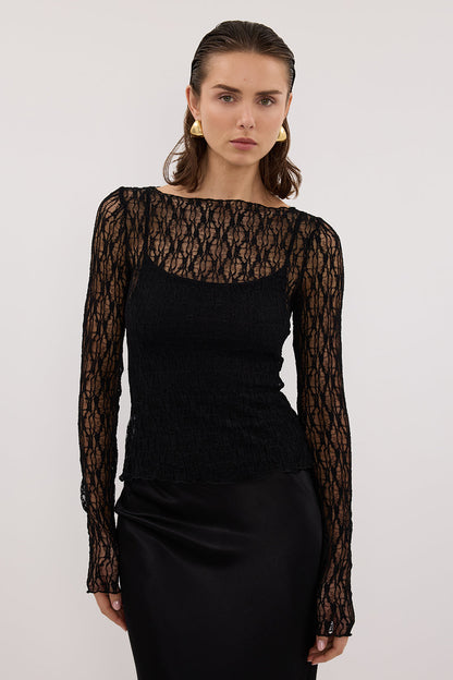 LIZZIE BLACK LACE LONG SLEEVE TOP
