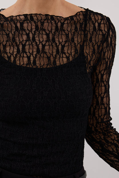 LIZZIE BLACK LACE LONG SLEEVE TOP