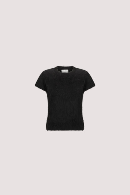 SALMA BLACK CAP SLEEVE KNIT TOP