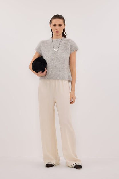 SALMA SILVER CAP SLEEVE KNIT TOP