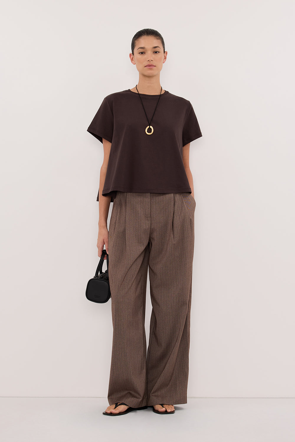 TATUM BITTER CHOC SHORT SLEEVE COTTON TEE