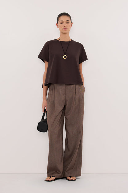 TATUM BITTER CHOC SHORT SLEEVE COTTON TEE