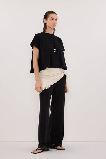 TATUM BLACK SHORT SLEEVE COTTON TEE