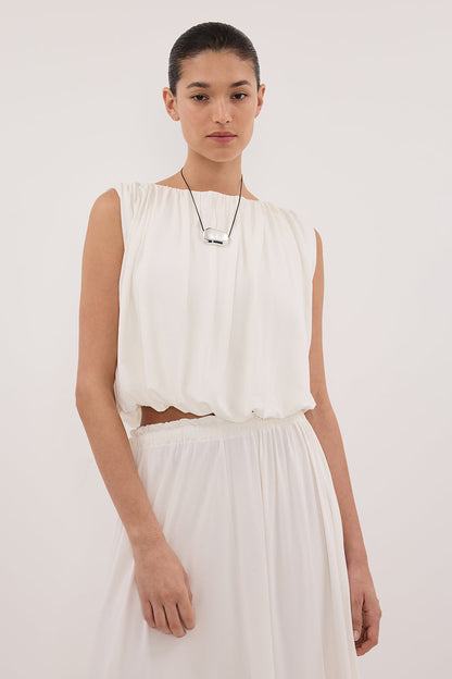 AVA OFF WHITE SLEEVELESS MODAL BLEND TOP