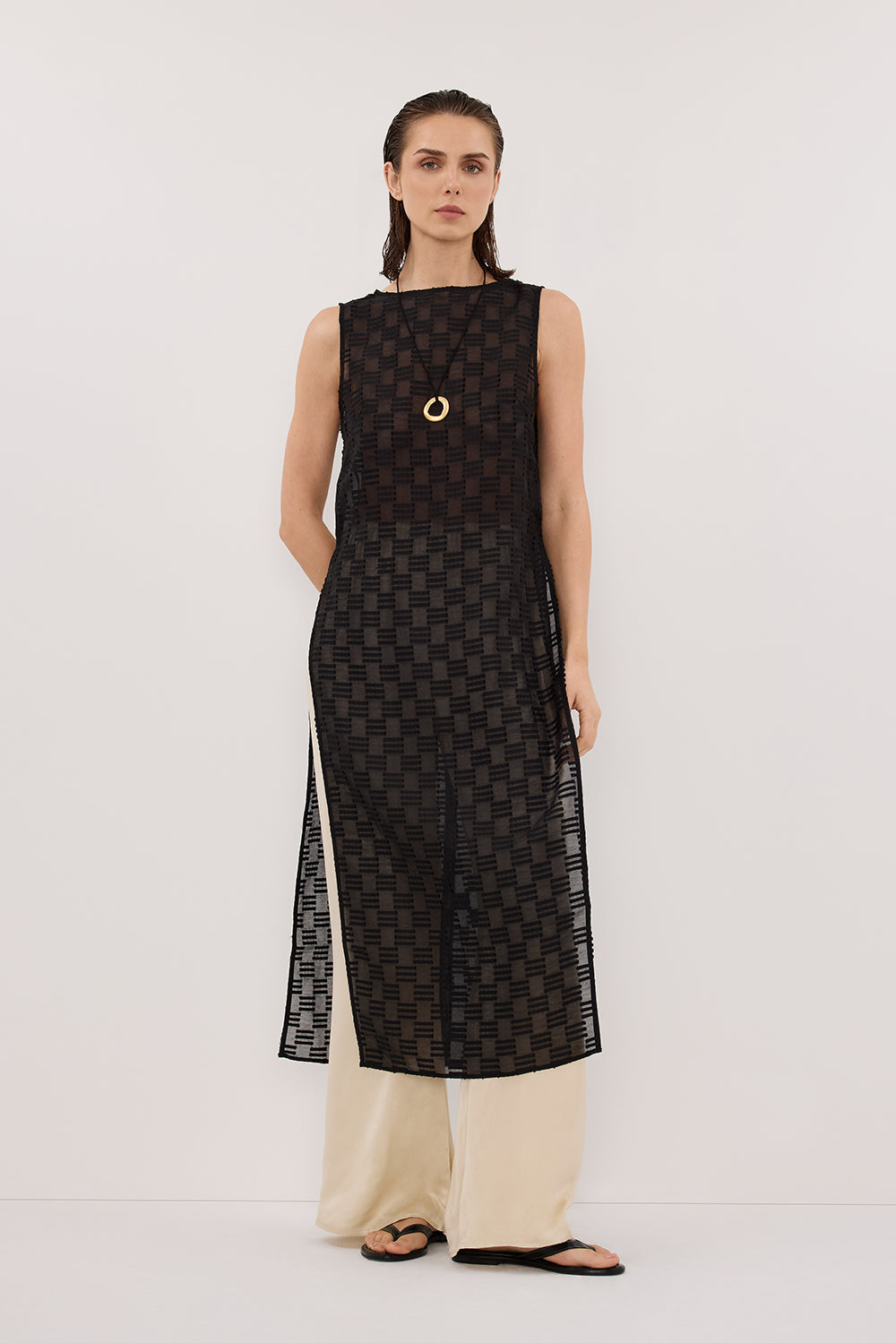 ELBA BLACK SHEER TUNIC TOP