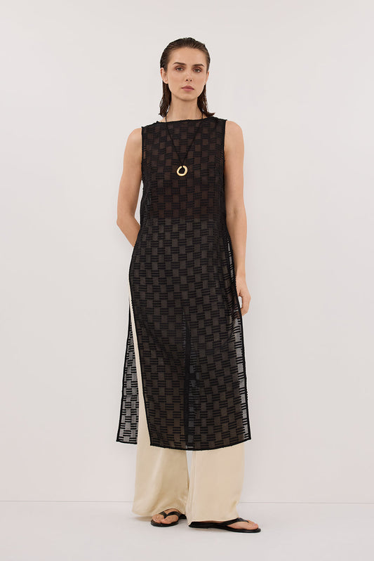 ELBA BLACK SHEER TUNIC TOP