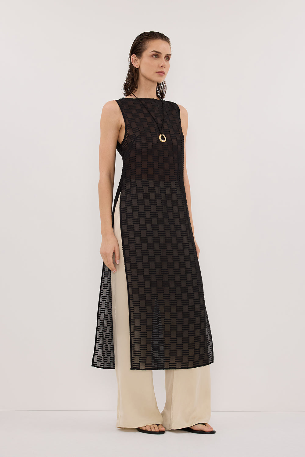 ELBA BLACK SHEER TUNIC TOP