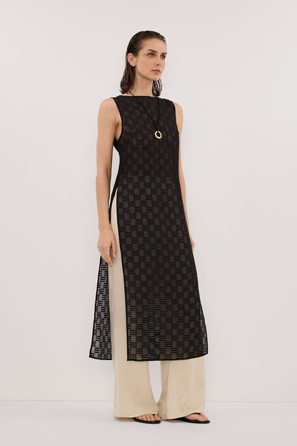 ELBA BLACK SHEER TUNIC TOP