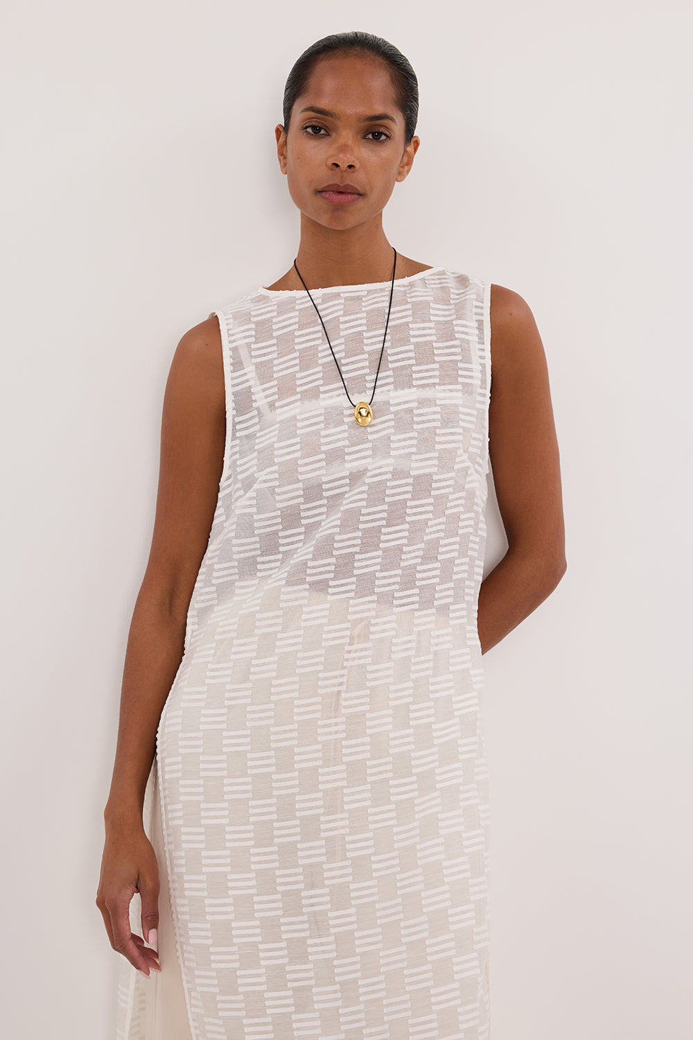 ELBA WHITE SHEER TUNIC TOP