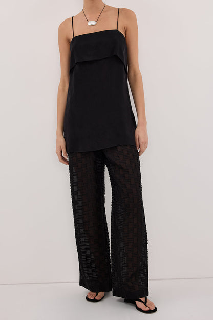 ELBA BLACK SHEER CHECK PANTS