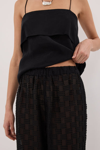ELBA BLACK SHEER CHECK PANTS