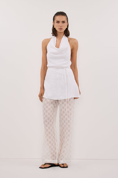 ELBA WHITE SHEER CHECK PANT