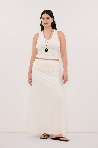 JULIE OFF WHITE MODAL BLEND SLEEVELESS TANK TOP